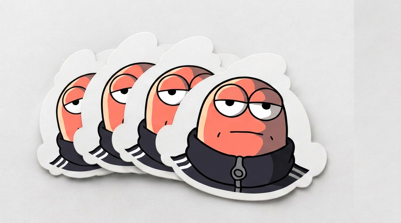A set of stickers featuring the original sleepy-eyed Fonziponzi character